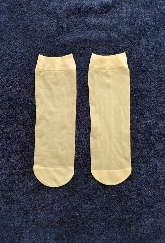 Ultra-Sheer Skin-Colored Ankle-Length Stockings Pair